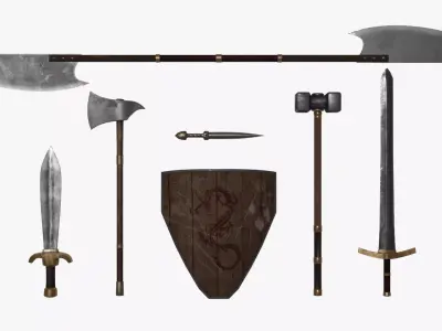 Bladed weapons pack Low-poly 3D model