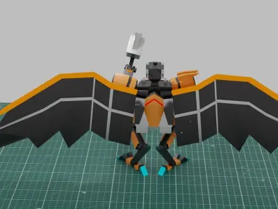 Winged Robot Low Poly 3D model