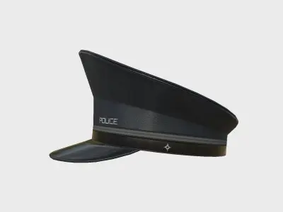 Police Cap 04 Black - Military Character Design Fashion Low-poly 3D model