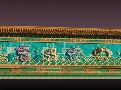 Nine Dragon Wall 3D model