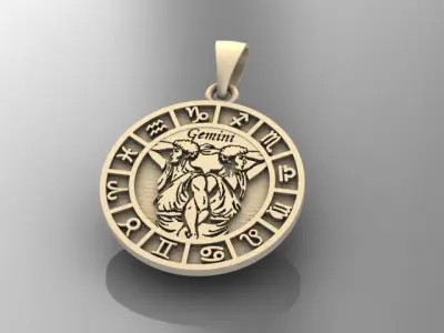 gemini zodiac pendant 3D print model