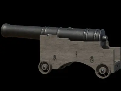 Medieval Cannon with 2K Textures Low-poly 3D model