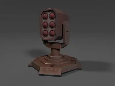 Simple tower-defense missile turret Low-poly 3D model