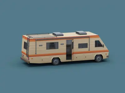 Stylized Motorhome Classic  80s Low-poly 3D model