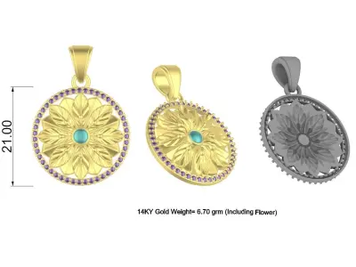 Flower Diamond Cluster Pendant 3D print model