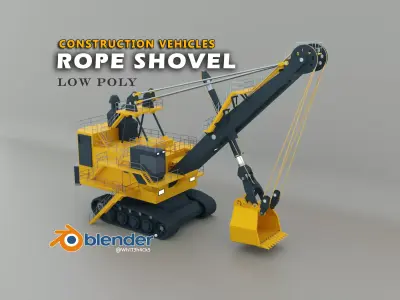 Rope Shovel Heavy Vehicle Low-poly 3D model