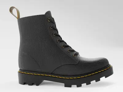 Leather Boot Combat - Military Tactical Black Low-poly 3D model