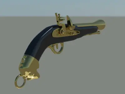 Flintlock gun Low-poly 3D model