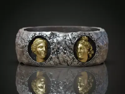 Wedding pair rings greek sculptures antique 3D print model