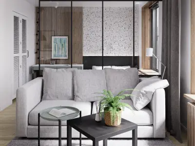 Scandinavian apartment interior 36sqm 3D model