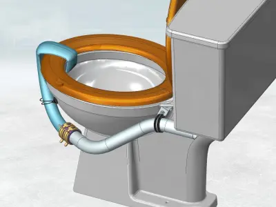 Closet with basin water inlet Free 3D model