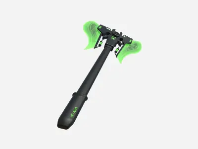 SciFi War Axe B03 Black Green - Sci Fi Weapon Design Low-poly 3D model