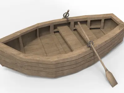 Wooden Boat Low-poly 3D model purchase
