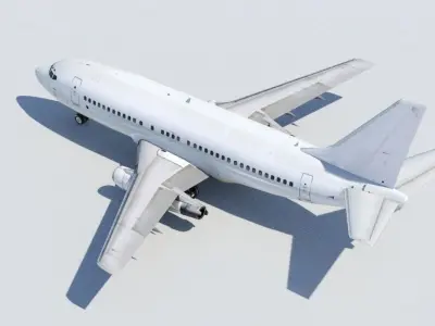 Vintage B 737 200 White Low Poly Static Low-poly 3D model