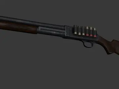 Stevens M520 Pump Action Shotgun - High and Low Poly Low-poly 3D model