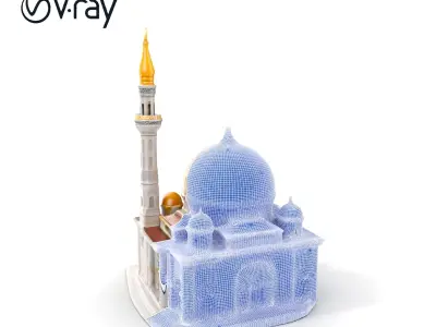 Golden Dome Mosque Architectural Model Pack Low-poly 3D model