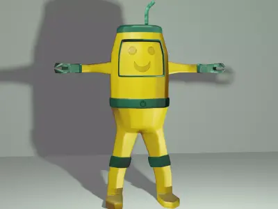 Robot juice with straw 3D model