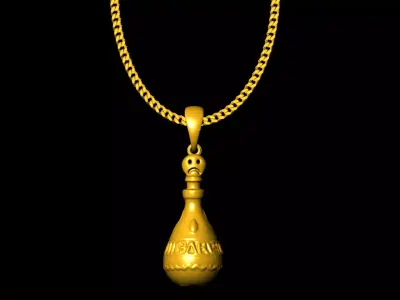 bottle pendant charms - one inch pendant 3D print model buy