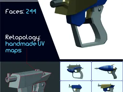 Lowpoly Guns and Submachine guns Low-poly 3D model