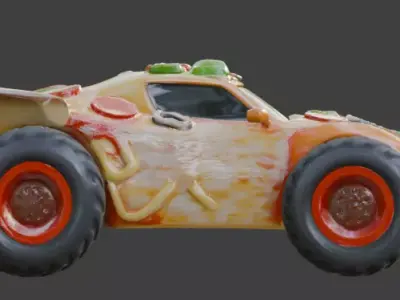 Pizza Delivery Monster Truck 3D Model Low-poly 3D model