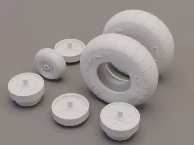 Ju-87 Stuka Wheel Set 3D print model