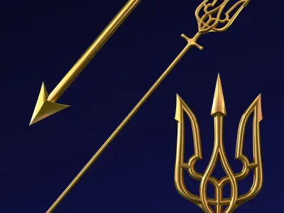 Poseidon Trident of Ukrainian Emblem M 1 3D model