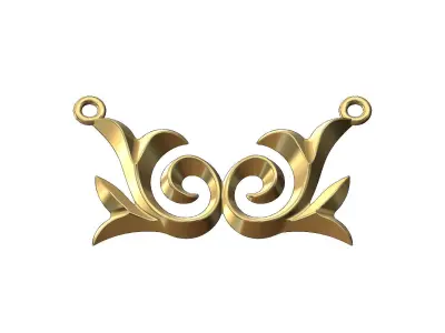Antique floral scroll pendant 3D print model