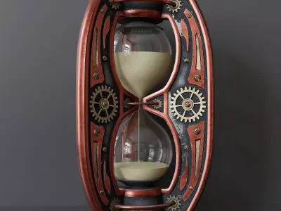 Hourglass in steampunk style 3D model