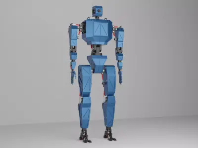 Industrial Piston Bot Character Low-poly 3D model