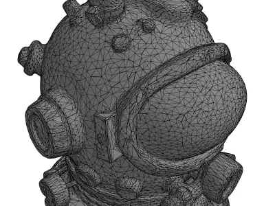 Vintage Deep Sea Diving Helmet Low-poly 3D model