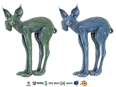 Lynx Porcelain statues Low-poly 3D model