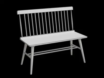 Modern Farmhouse Solid Wood Bench Low-poly 3D model