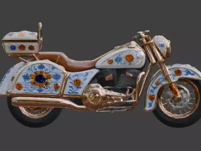 Luxury Jeweled Mexican Talavera Bagger Motorcycle Low-poly 3D model