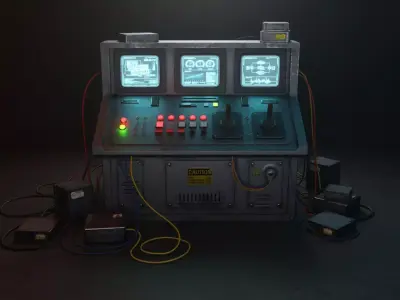 Control Console or Terminal Low-poly 3D model