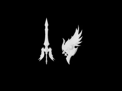 Sacred - Sword and Shield Low-poly 3D model