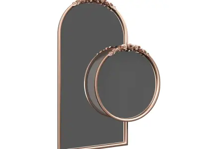 ROSETTE ARCHED DRESSER AND ROUND MIRROR  3D model