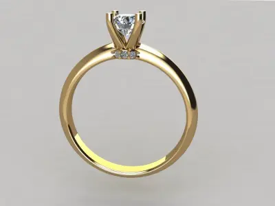 4 Prong Solitaire Diamond Gallery Dainty Engagement Ring 3D print model