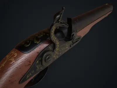 old flintlock gun Low-poly 3D model purchase