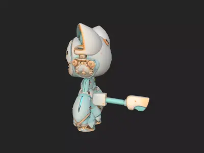 mechanical cat 3D Model 001 Free low-poly 3D model