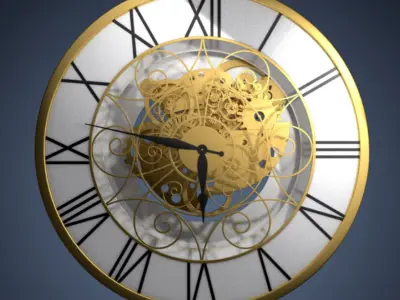 Clock mechanism and gears 3D model