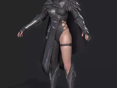 female assassin Low-poly 3D model