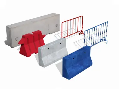 TRAFFIC BARRIERS PACK - Low Polygon - Low-poly 3D model