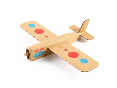 Cardboard Airplane Toy Model Pack Low-poly 3D model