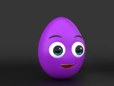 Cartoon Egg Character 3D Model Low-poly 3D model