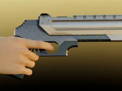 Sci-fi Pistol Low-poly 3D model 2