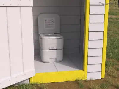 Rustic Toilet Hut with Camping Toilet 3D model