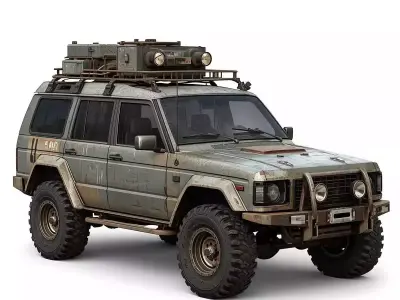 Cyberpunk Industrial and Wasteland Utility Vehicles Collection 3D Model Pack