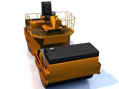 Compactor road roller Low-poly 3D model