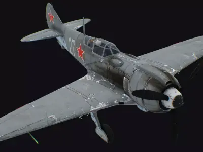 Lavochkin La-5 La-5FN Fighter Bomber Russian USSR Aircraft Low-poly 3D model