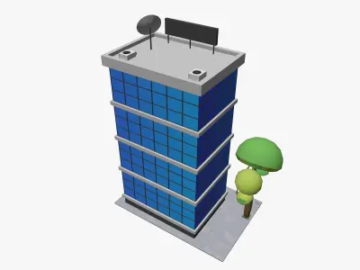 Cartoon Office Building Low-poly 3D model